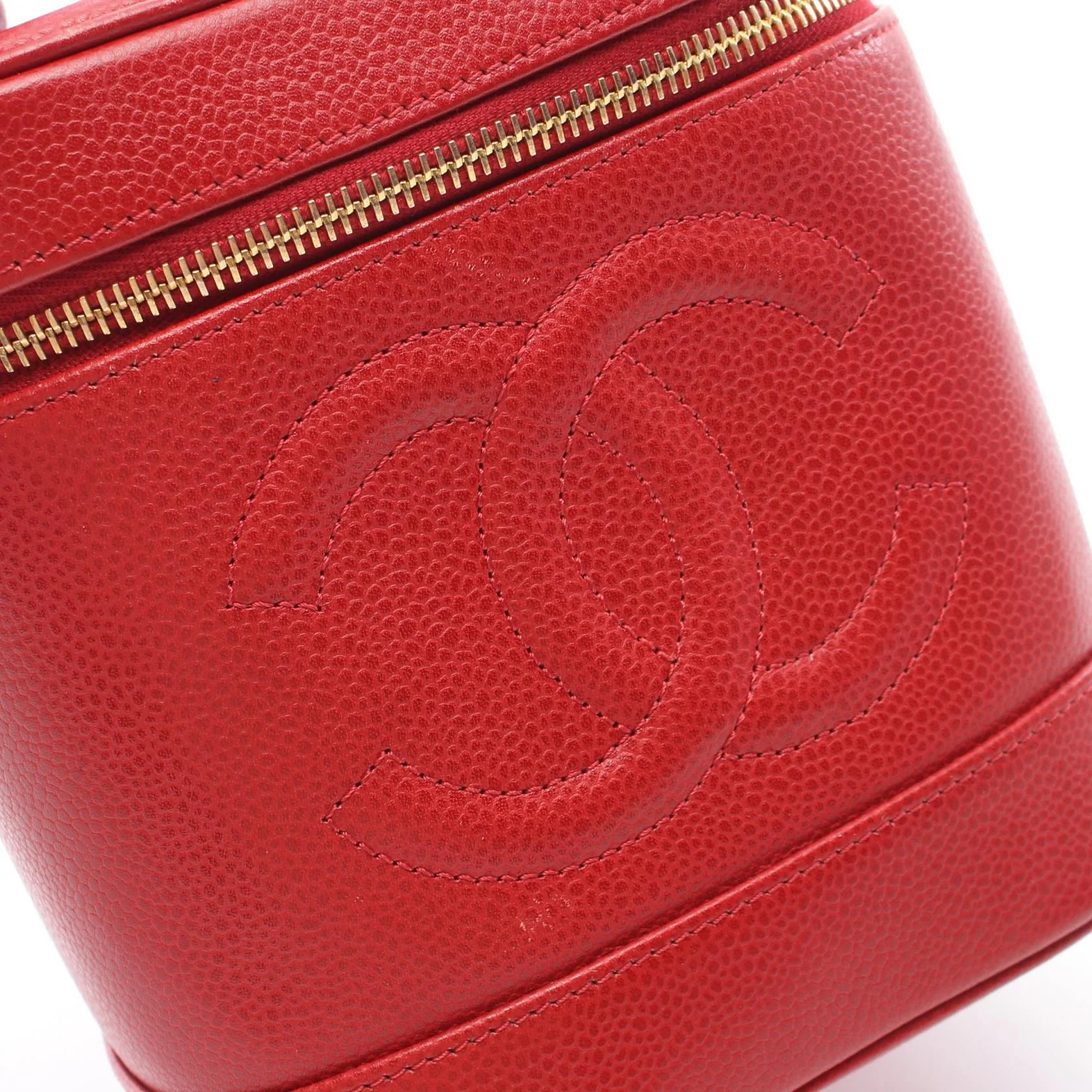 Chanel Caviar Skin Coco Mark Handbag Red
