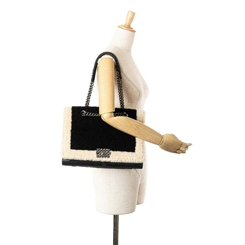 Chanel Boy Shearling Leather Chain Handbag