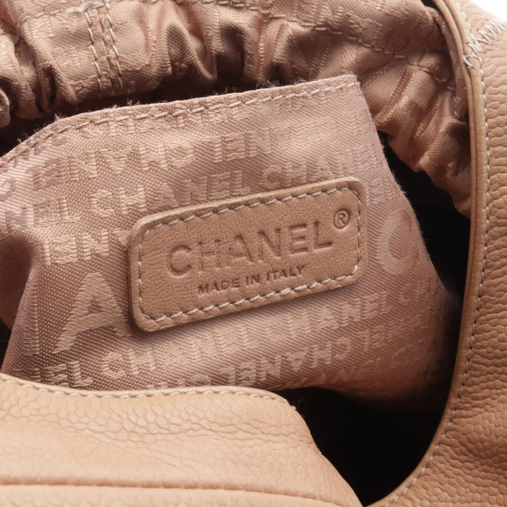Chanel Caviar Skin Chocobar Handbag Beige