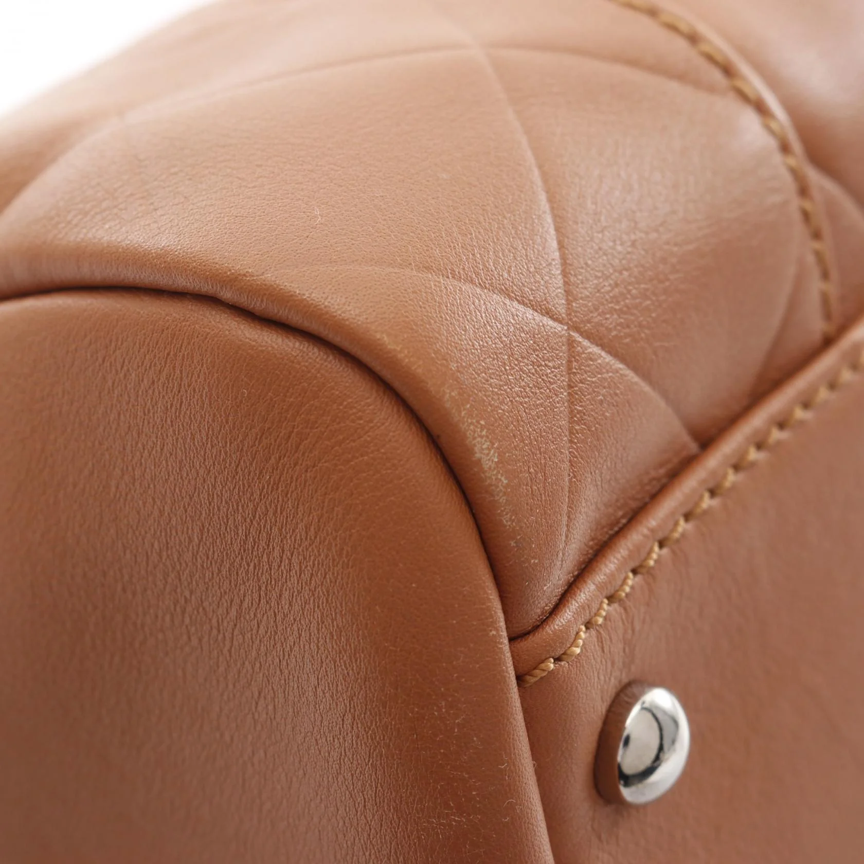 Chanel Chevron V-Stitch Leather Handbag Brown