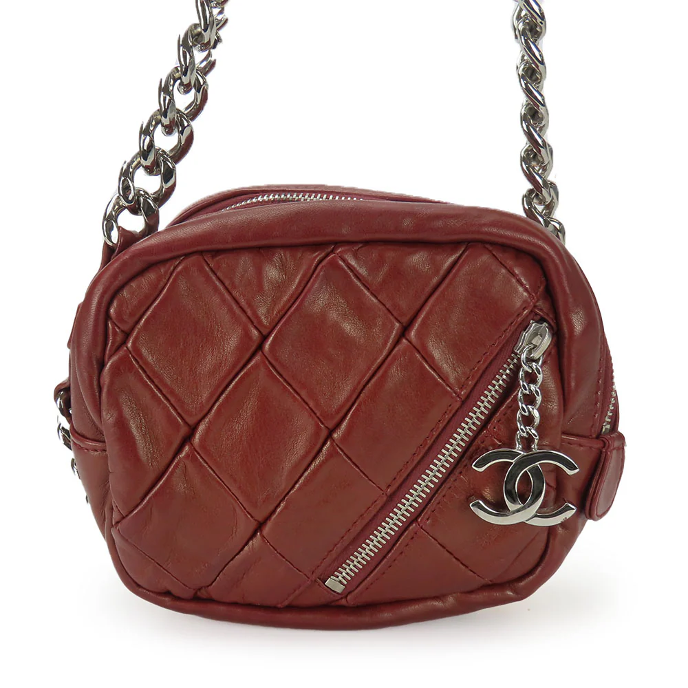Chanel Lambskin Shoulder Bag Bordeaux