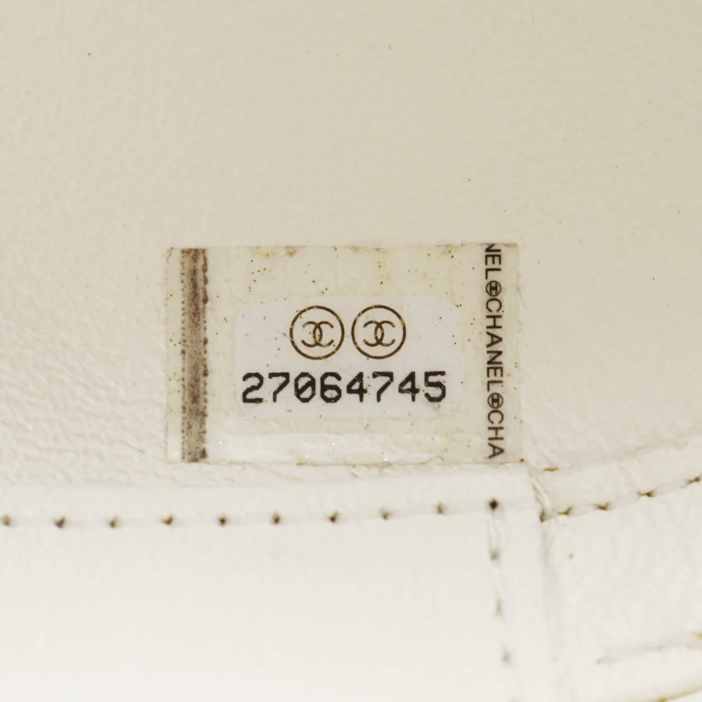 Chanel Chain Shoulder Bag White Leather
