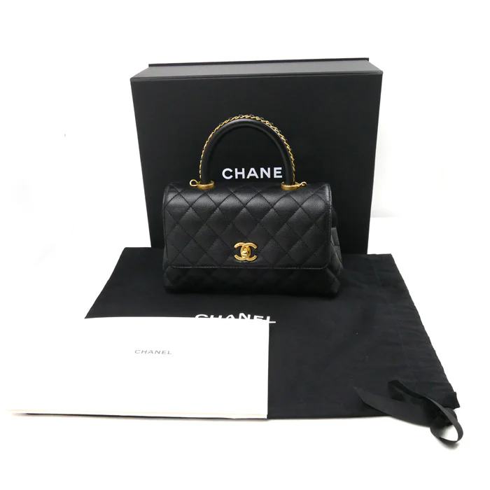 Chanel Top Handle Flap Bag Black A92990