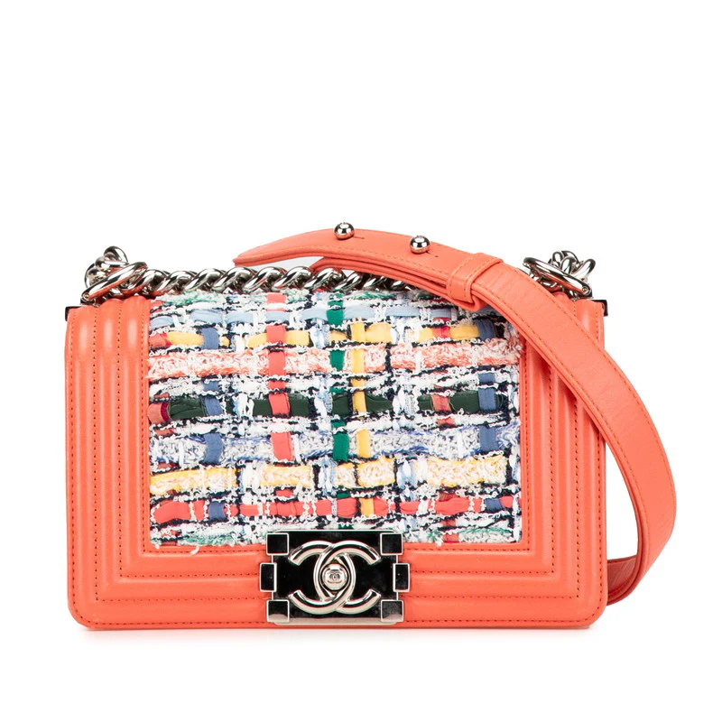 Chanel Boy Tweed Leather Chain Shoulder Bag