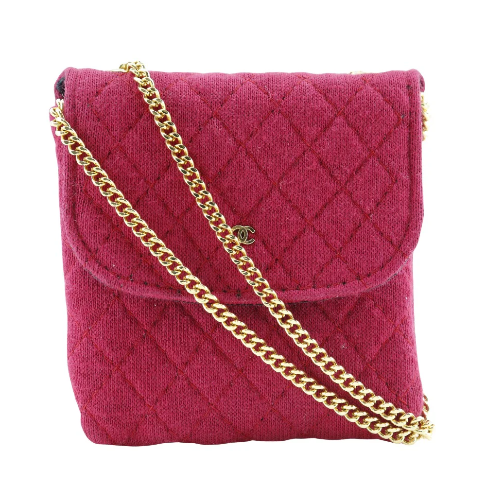 Chanel Cotton Chain Pouch Red