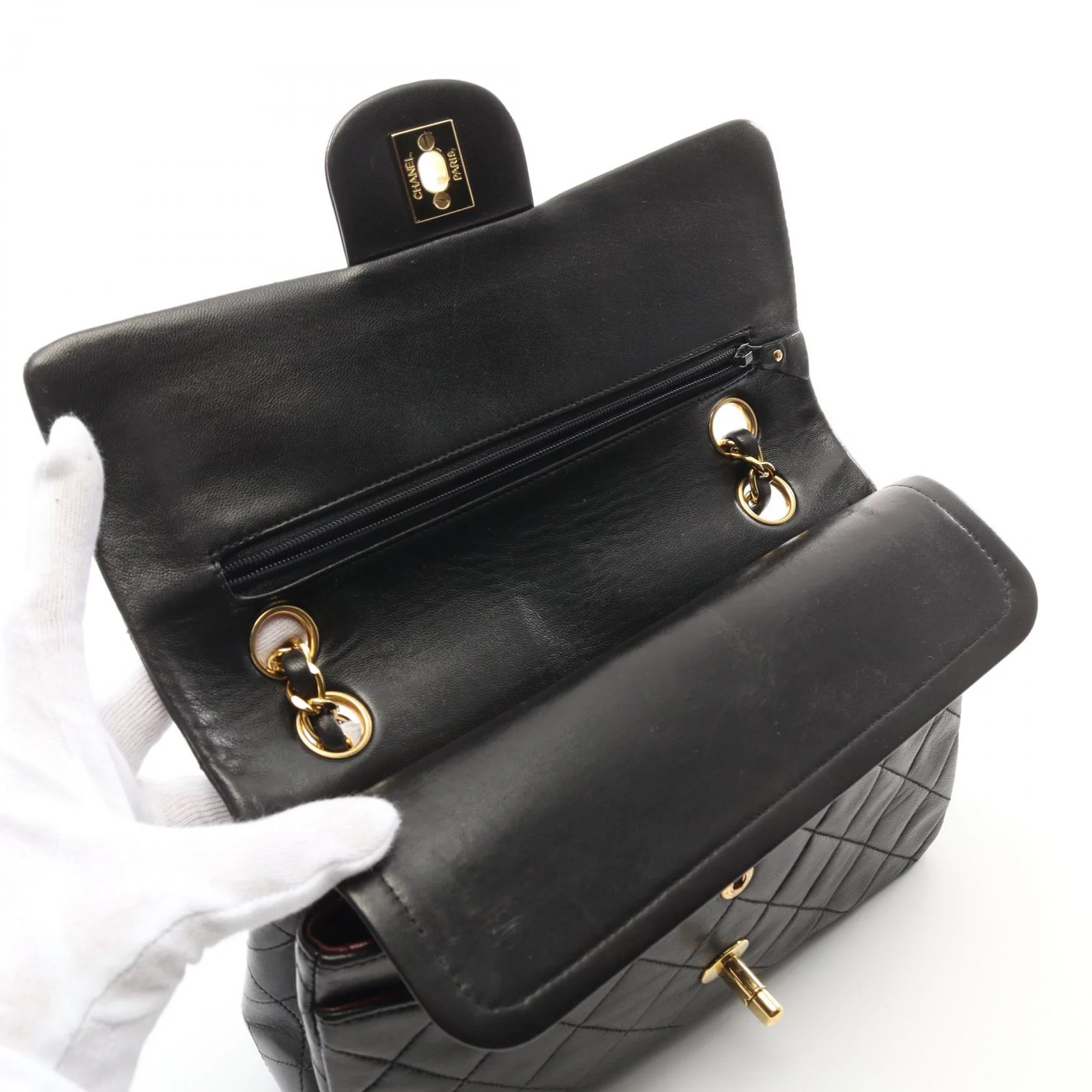 Chanel Matelasse W Flap Shoulder Bag Black