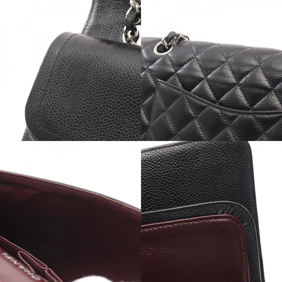 Chanel Matelasse W Flap Leather Shoulder Bag Black