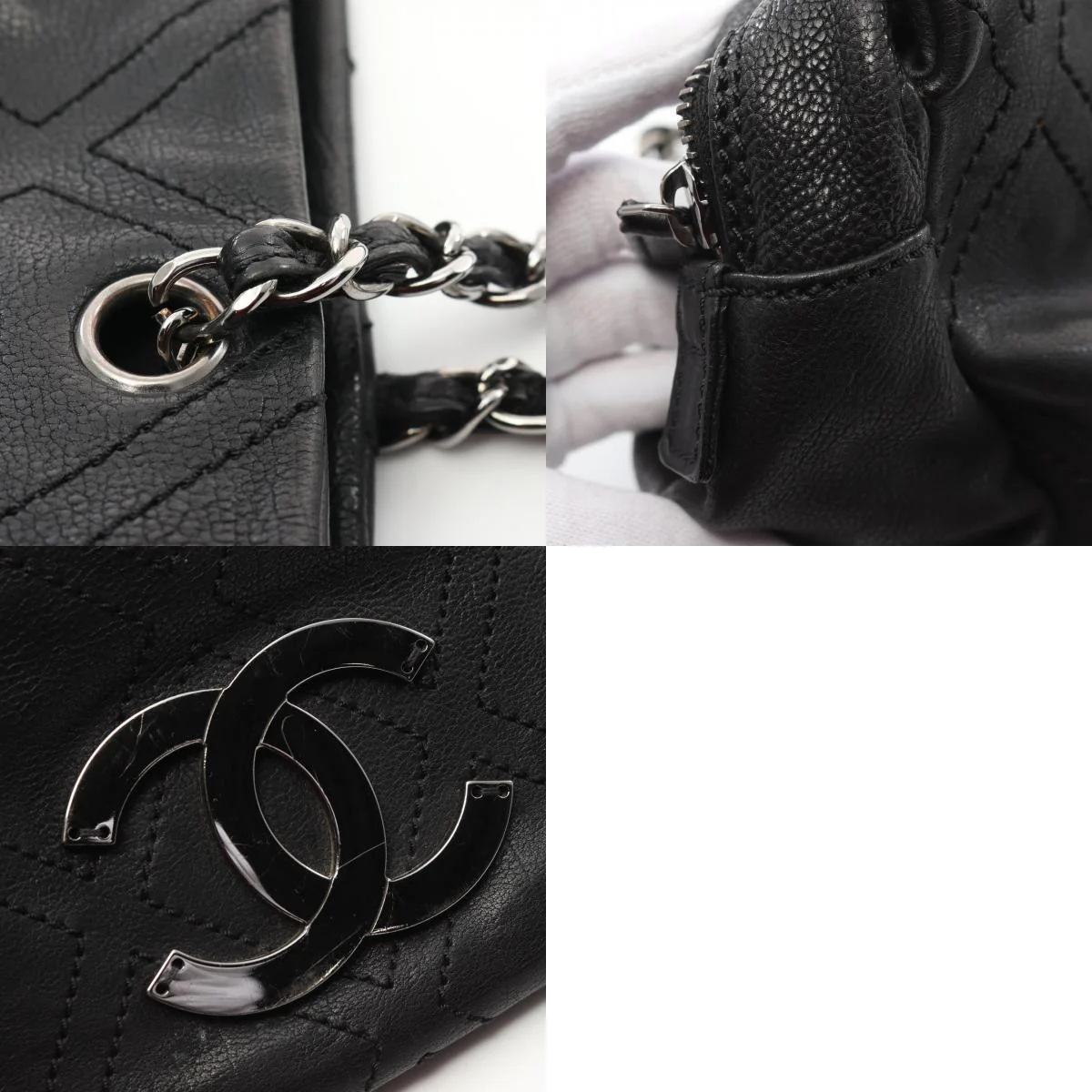 Chanel Leather Diamond Stitch Tote Bag