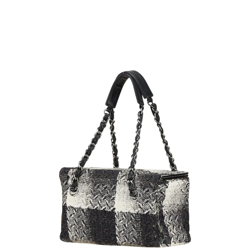 Chanel Tweed Leather Chain Vanity Handbag
