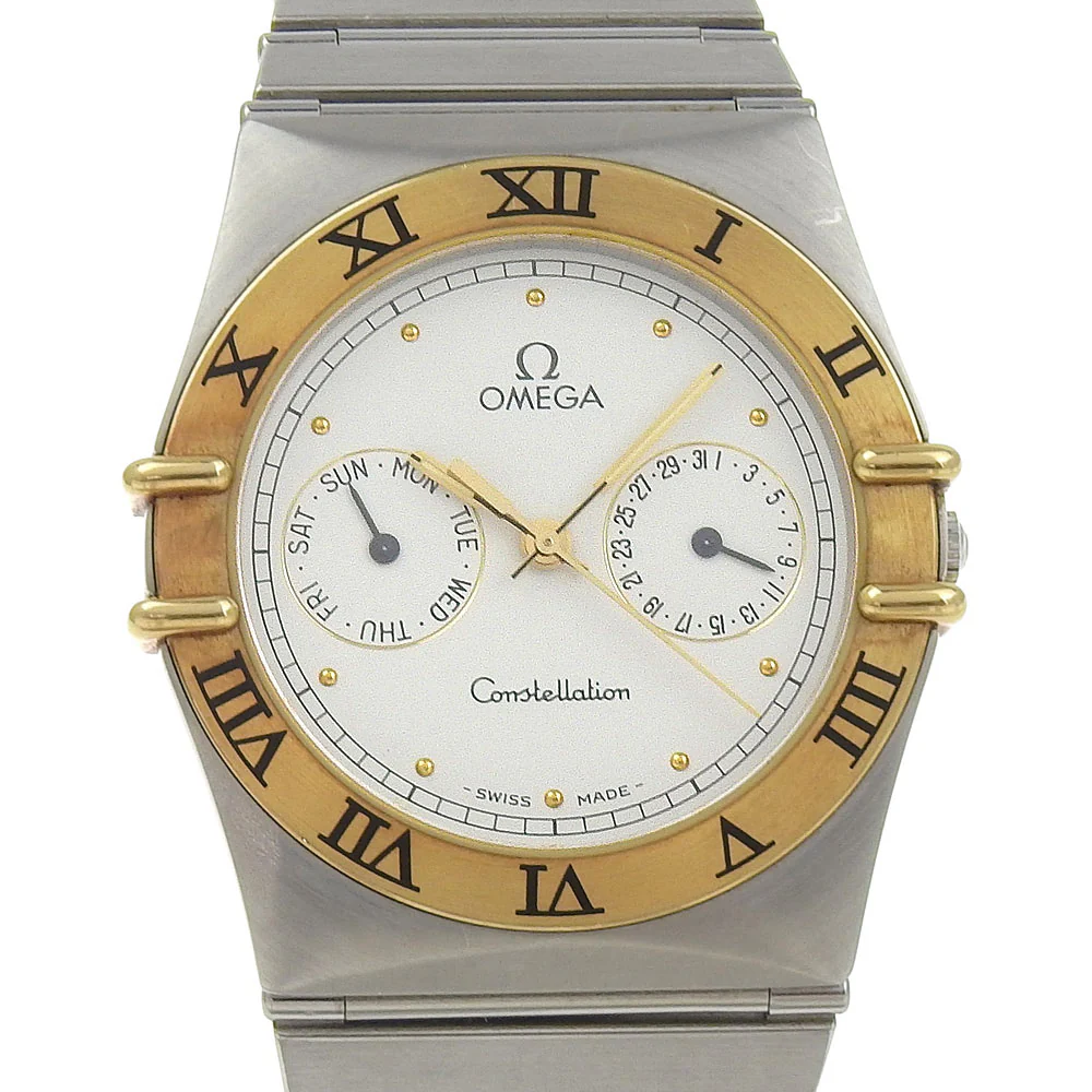 Omega Constellation Day-Date Quartz Watch Stainless Steel K18 Yellow Gold