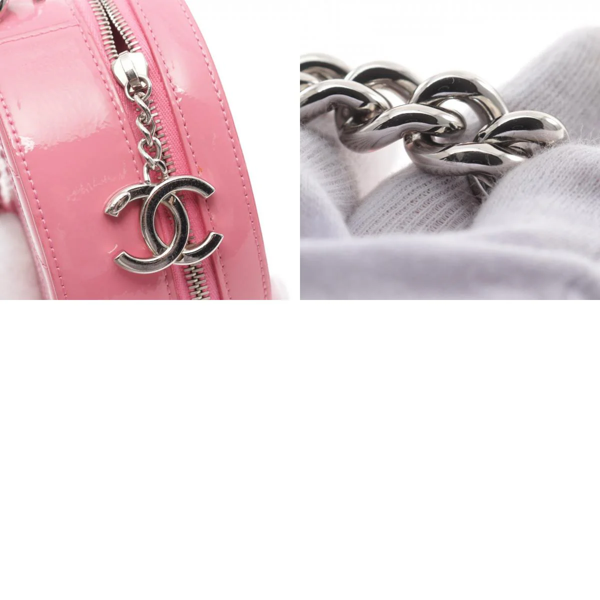 Chanel Patent Leather Round Earth Coco Mark Handbag