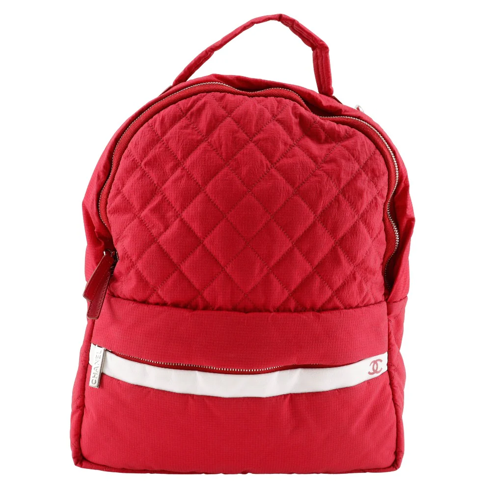 Chanel Nylon Coco Mark Backpack Red