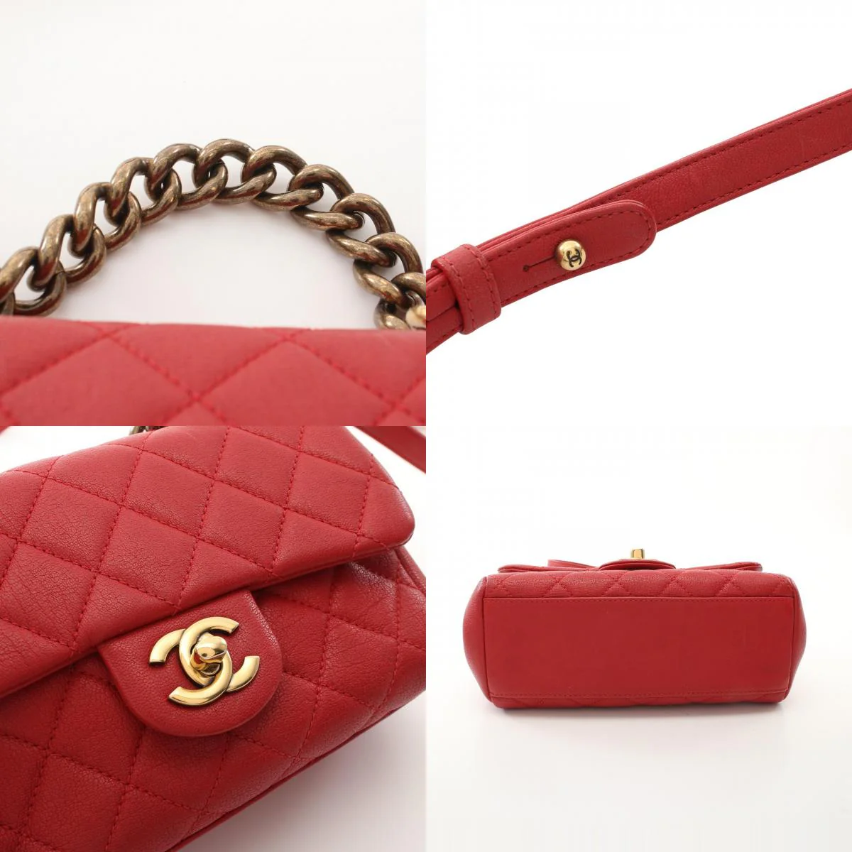 Chanel Matelasse Leather Handbag Red