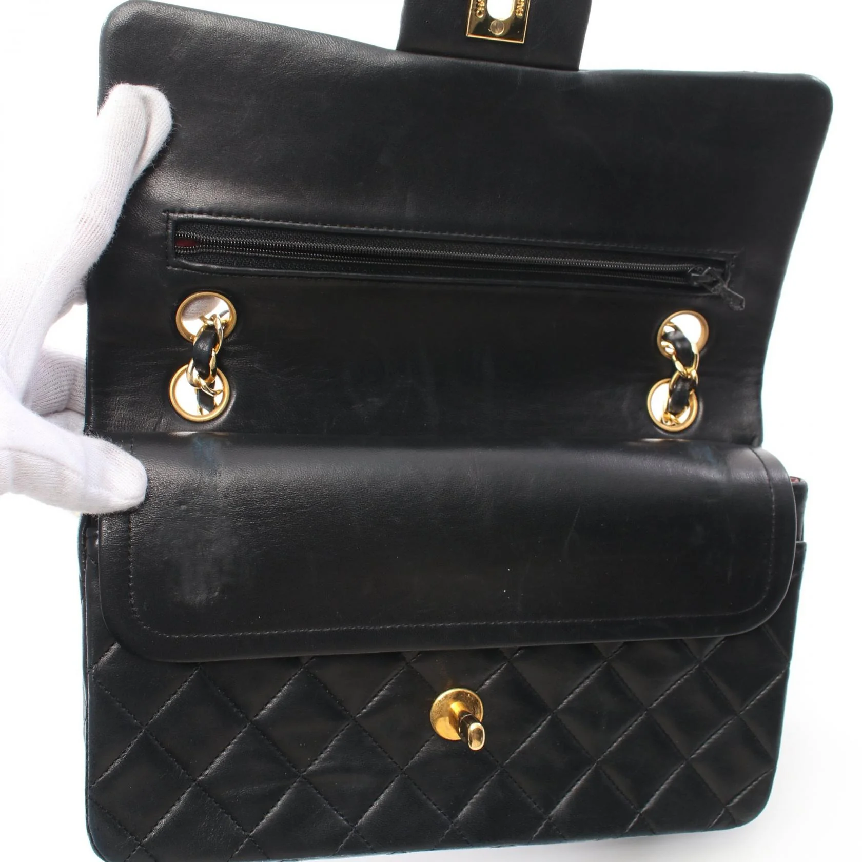 Chanel Lambskin Matelasse W Flap Shoulder Bag