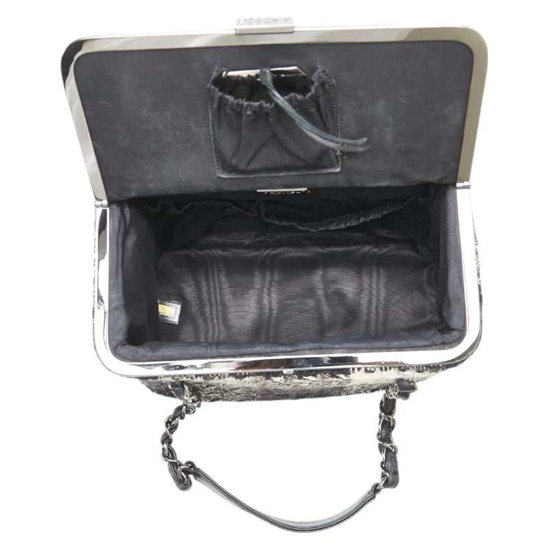 Chanel Tweed Leather Chain Vanity Handbag