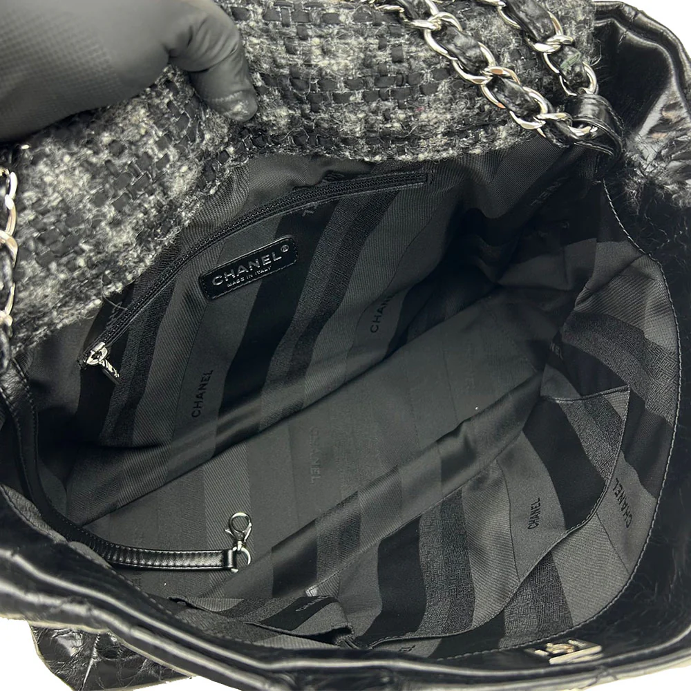 Chanel Leather Tweed Tote Bag 2way