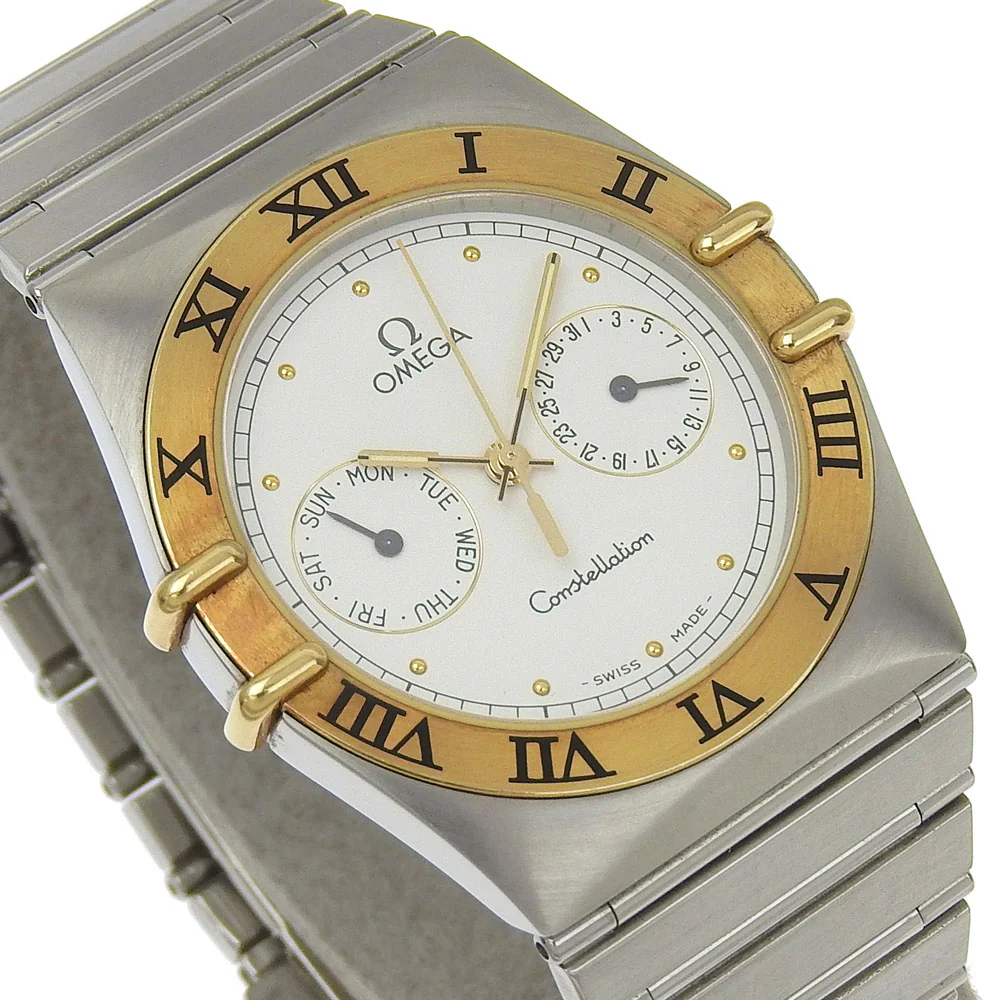Omega Constellation Day-Date Quartz Watch Stainless Steel K18 Yellow Gold