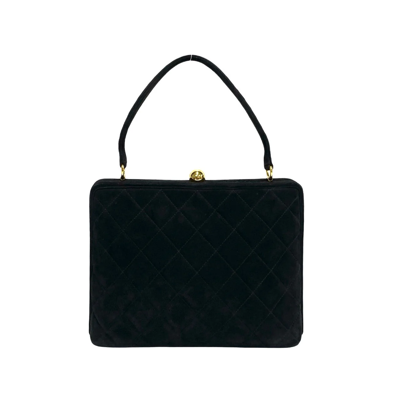 Chanel Suede Matelasse Coco Mark Handbag Black