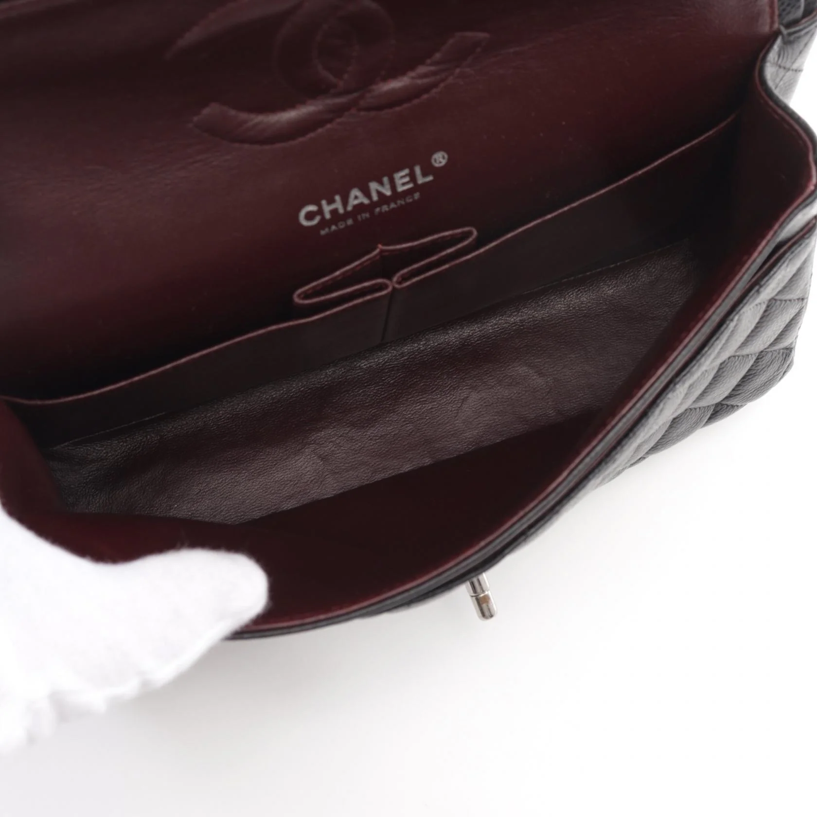 Chanel Matelasse W Flap Leather Shoulder Bag Black