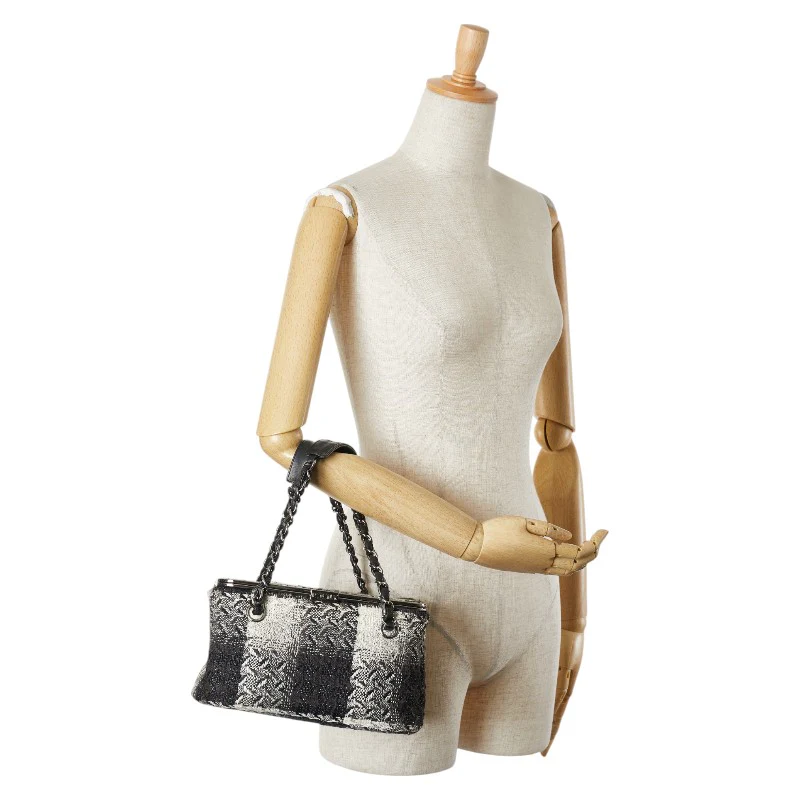 Chanel Tweed Leather Chain Vanity Handbag