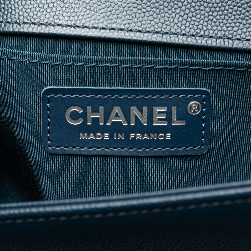 Chanel Boy 25 Navy Caviar Chain Shoulder Bag
