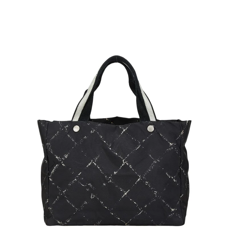 Chanel Nylon Tote Handbag Black White