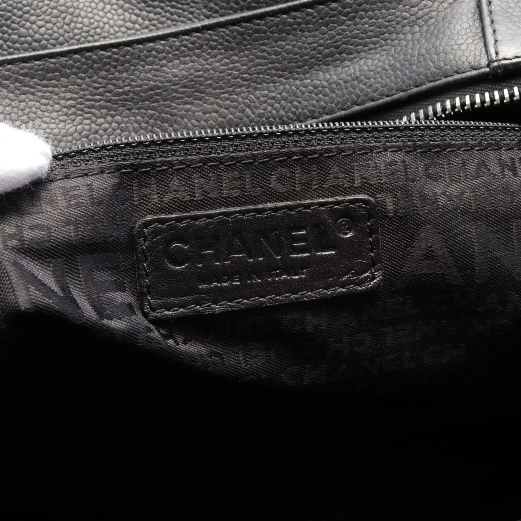 Chanel Caviar Skin Chocobar Handbag Black