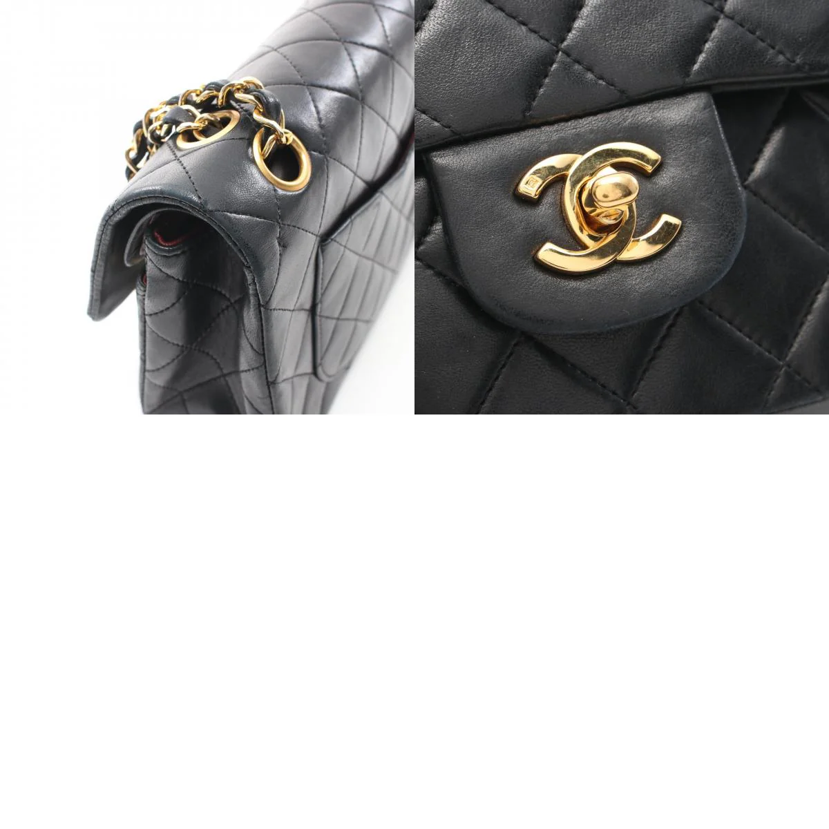 Chanel Lambskin Matelasse W Flap Shoulder Bag