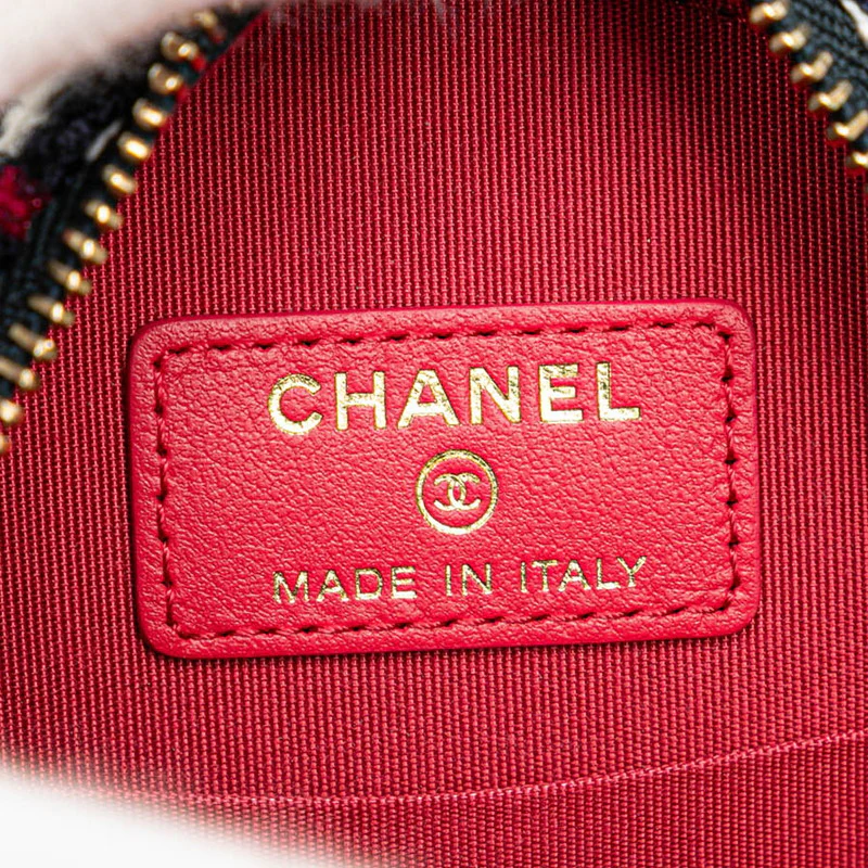 Chanel Tweed Leather Round Chain Shoulder Bag