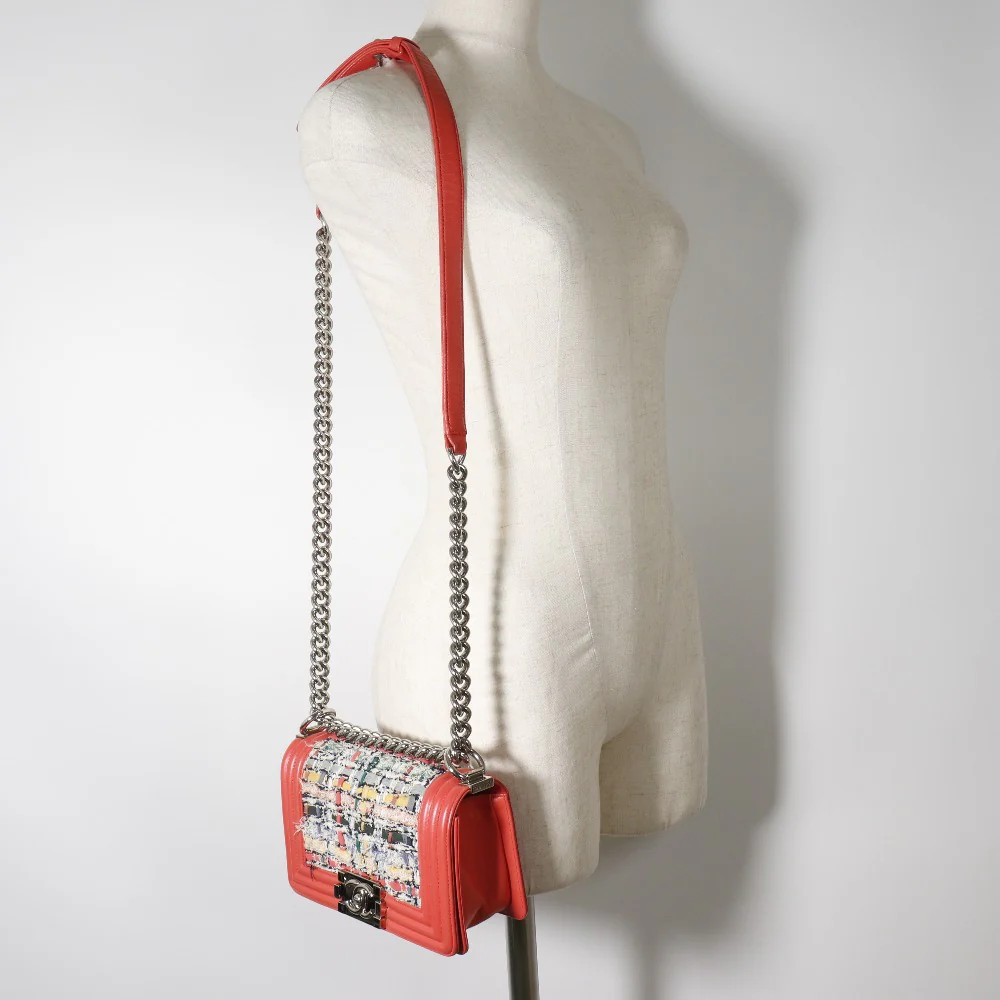 Chanel Boy Tweed Calf Chain Shoulder Bag