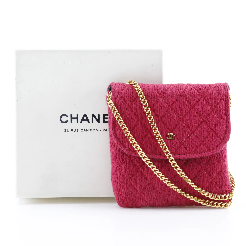 Chanel Cotton Chain Pouch Red