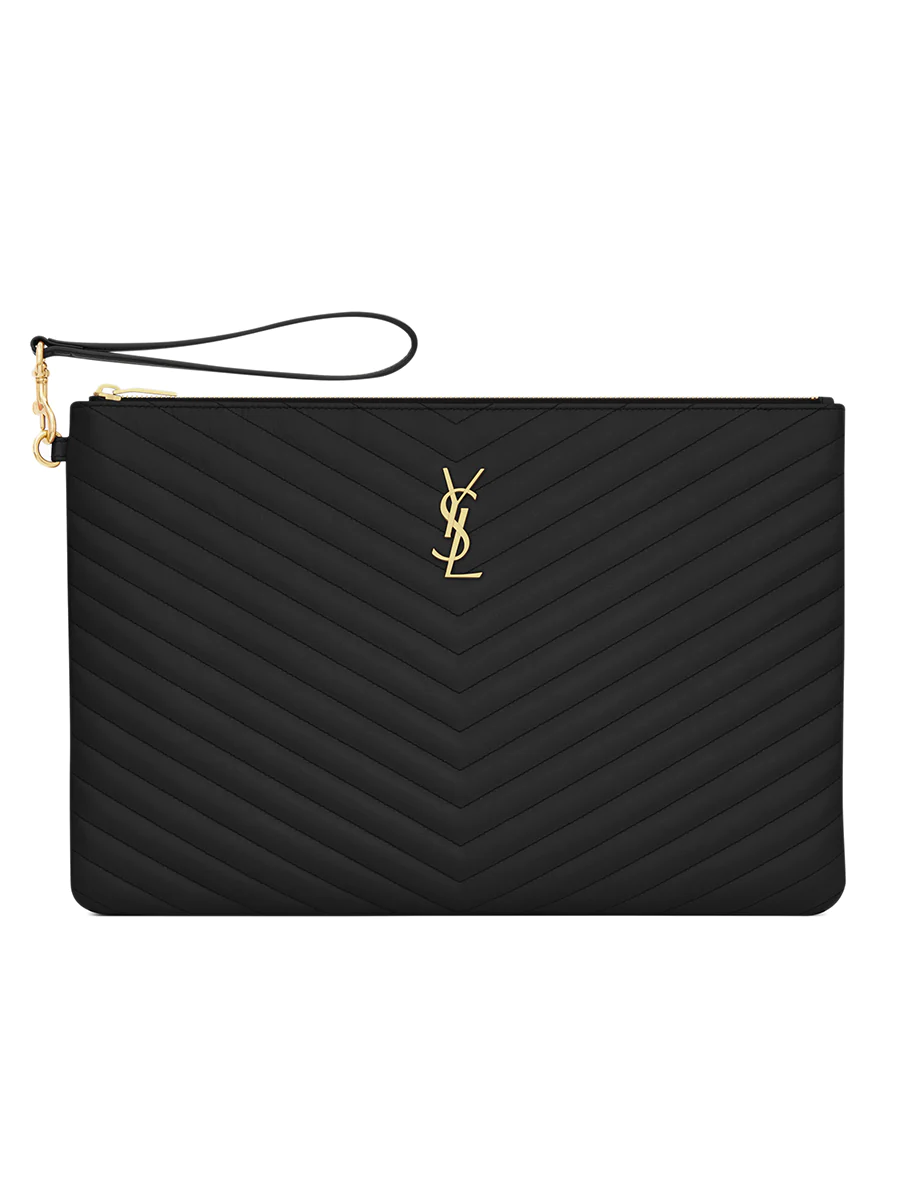 Monogram Document Holder in Matelasse Leather