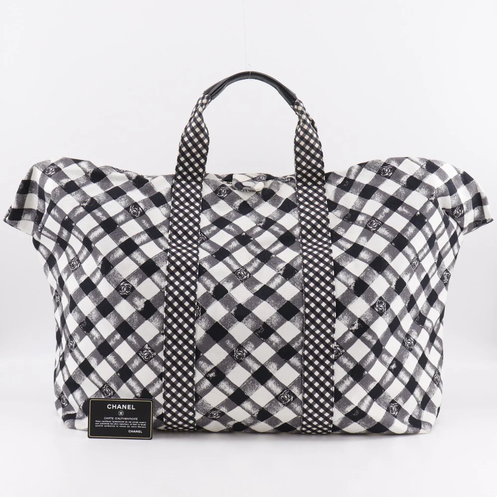 Chanel Gingham Check Canvas Tote Bag
