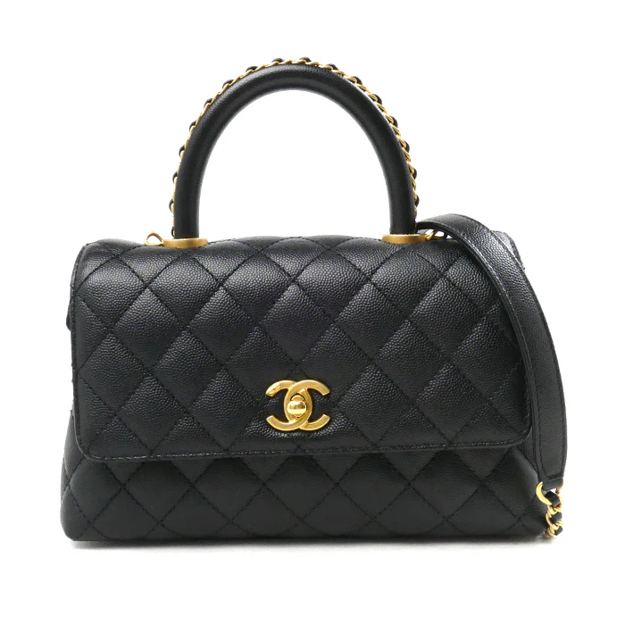 Chanel Top Handle Flap Bag Black A92990