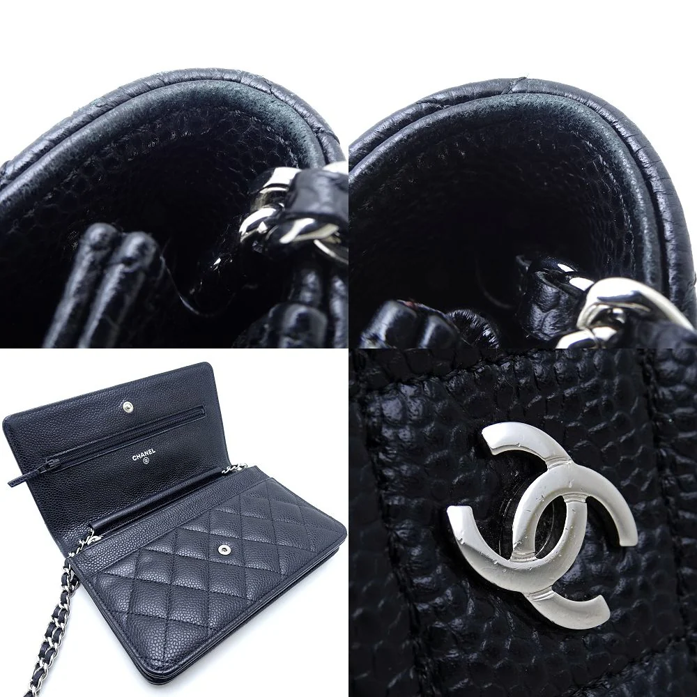 Chanel Caviar Chain Wallet Shoulder Bag AP0250