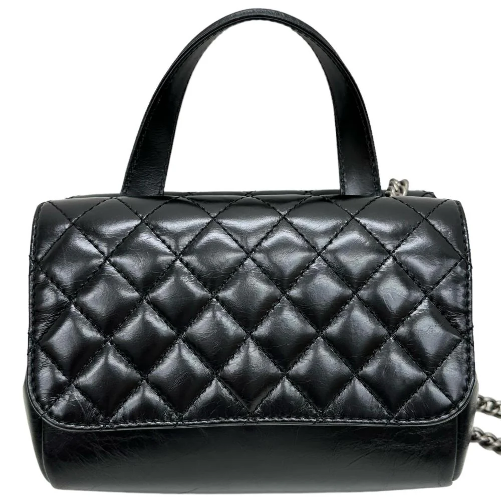 Chanel W Face 2WAY Shoulder Bag Black