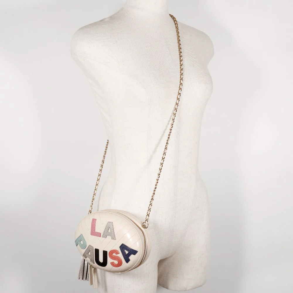 Chanel Chain Shoulder Bag White Leather