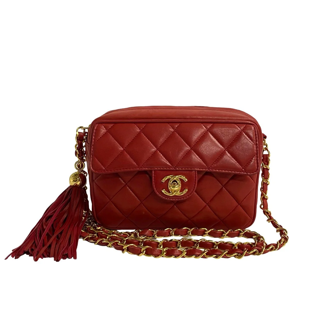 Chanel Lambskin Matelasse Tassel Chain Shoulder Bag