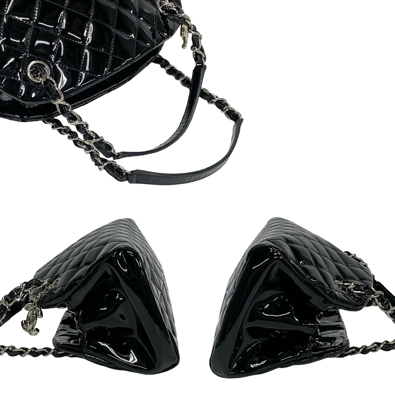 Chanel Patent Leather Matelasse Coco Mark Handbag