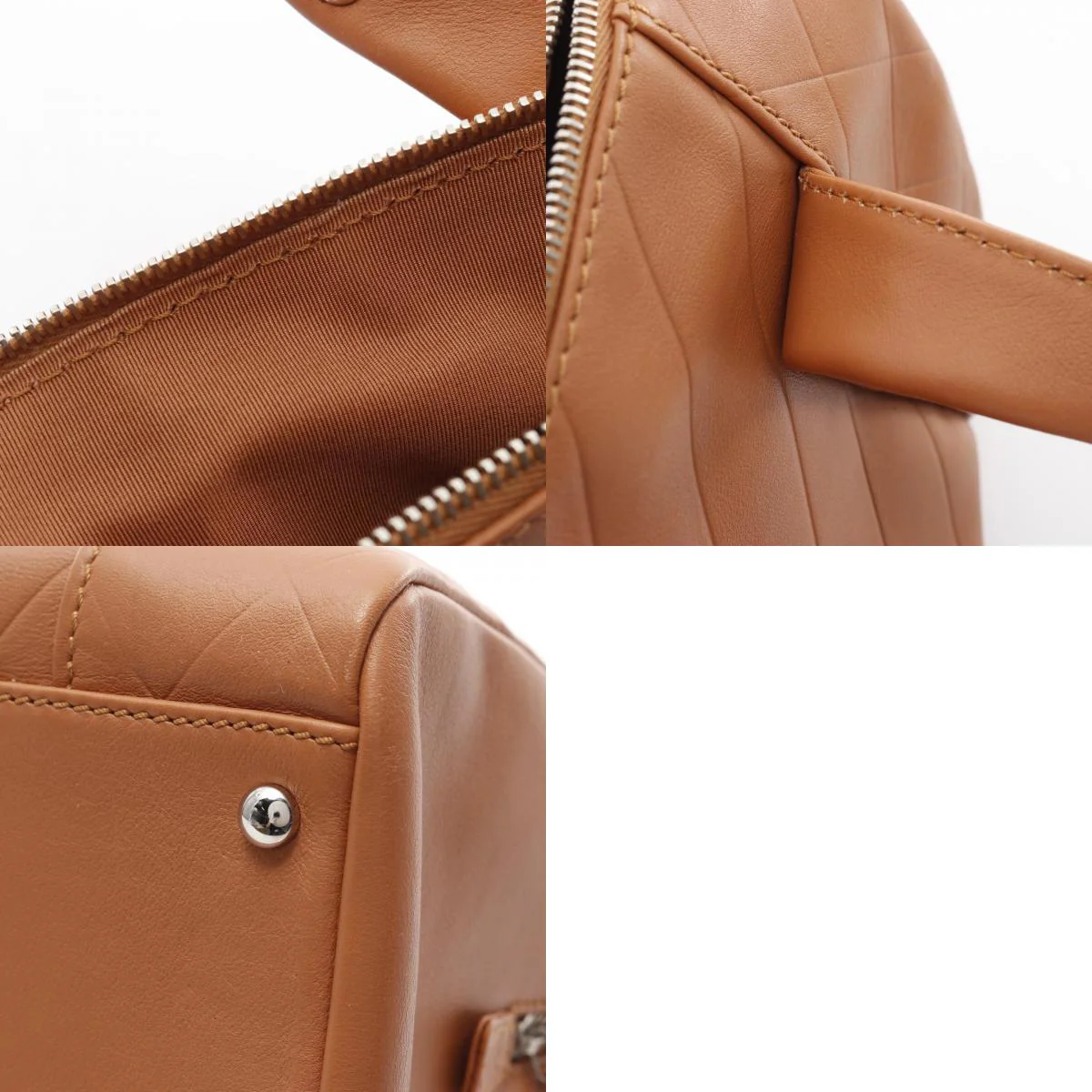 Chanel Chevron V-Stitch Leather Handbag Brown