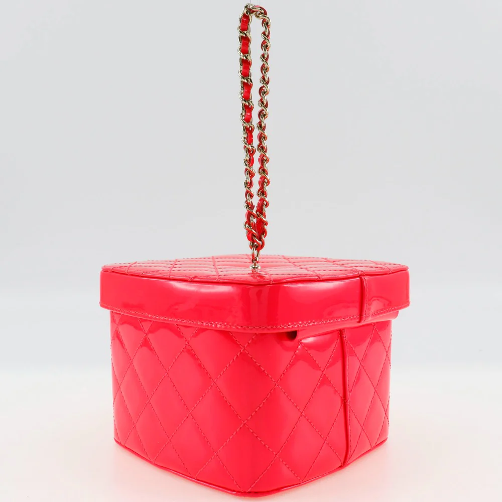 Chanel Vanity Handbag Patent Leather Pink