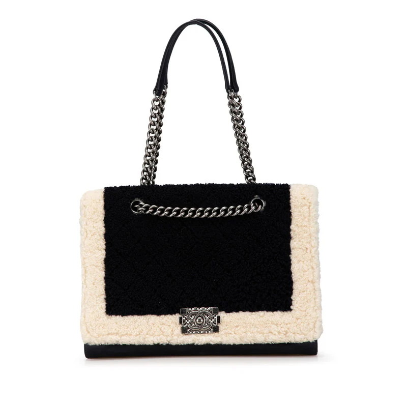 Chanel Boy Shearling Leather Chain Handbag