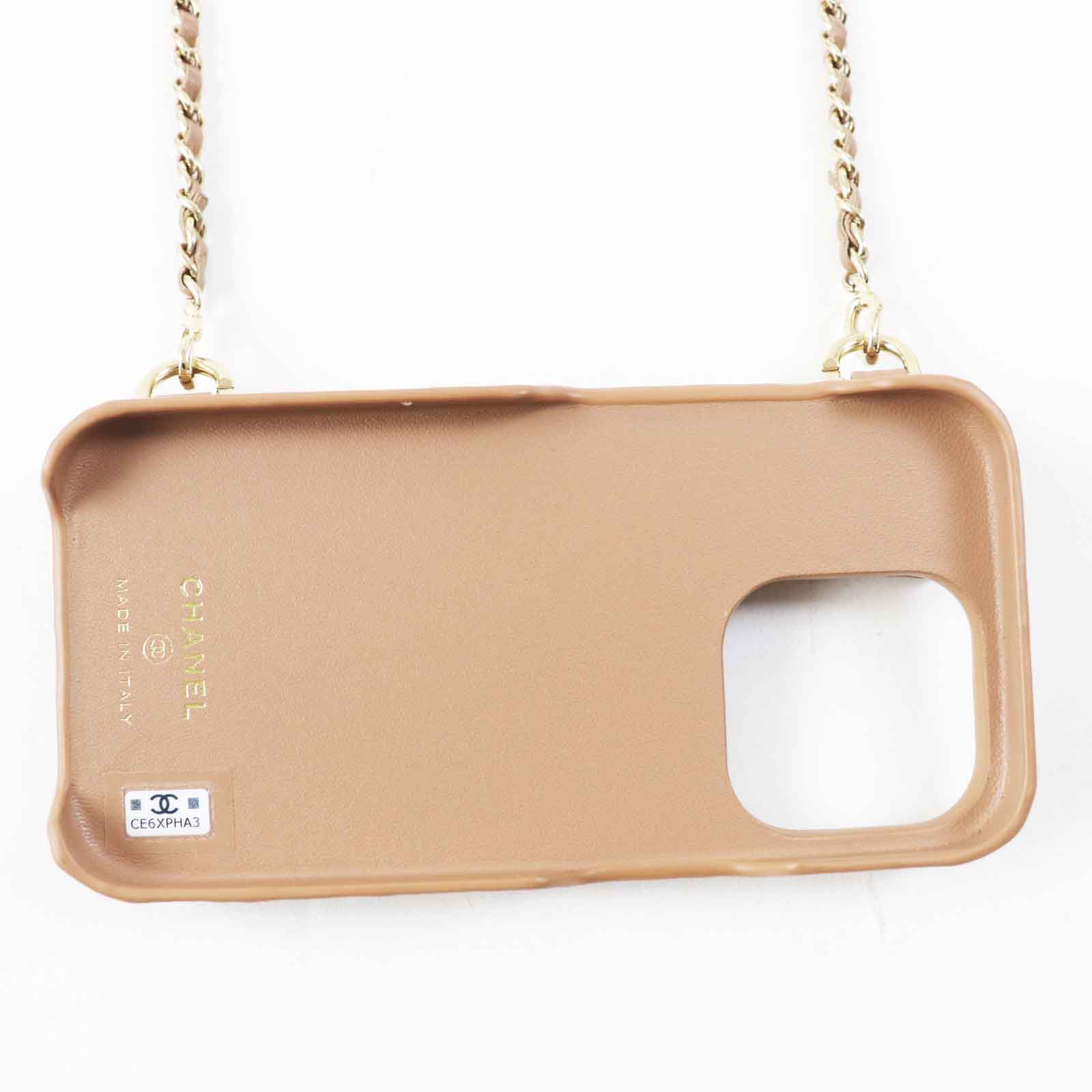 Chanel iPhone 14 Pro Caviar Skin Case with Chain