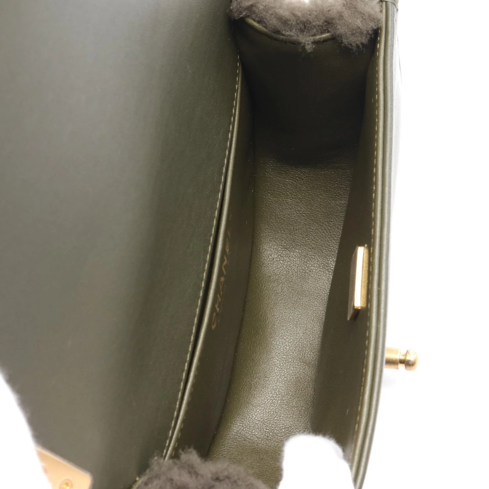 Chanel Boy Small Leather Shoulder Bag Khaki