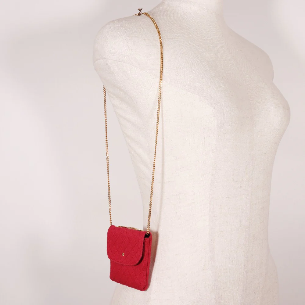 Chanel Cotton Chain Pouch Shoulder Bag