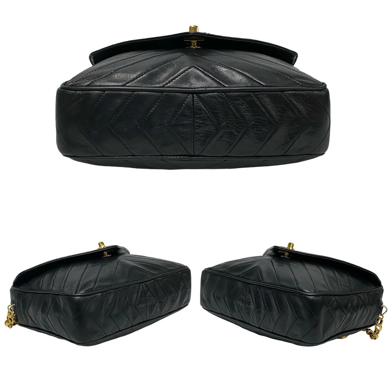 Chanel Lambskin Fringe Chain Shoulder Bag Black