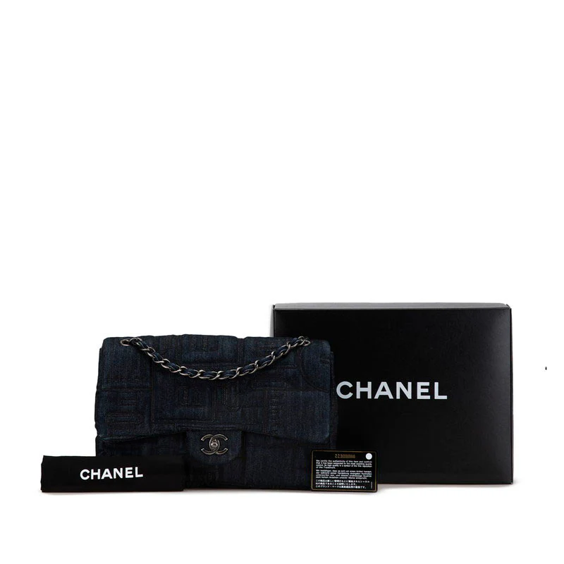 Chanel Denim Perfume Embroidery Chain Shoulder Bag A91101