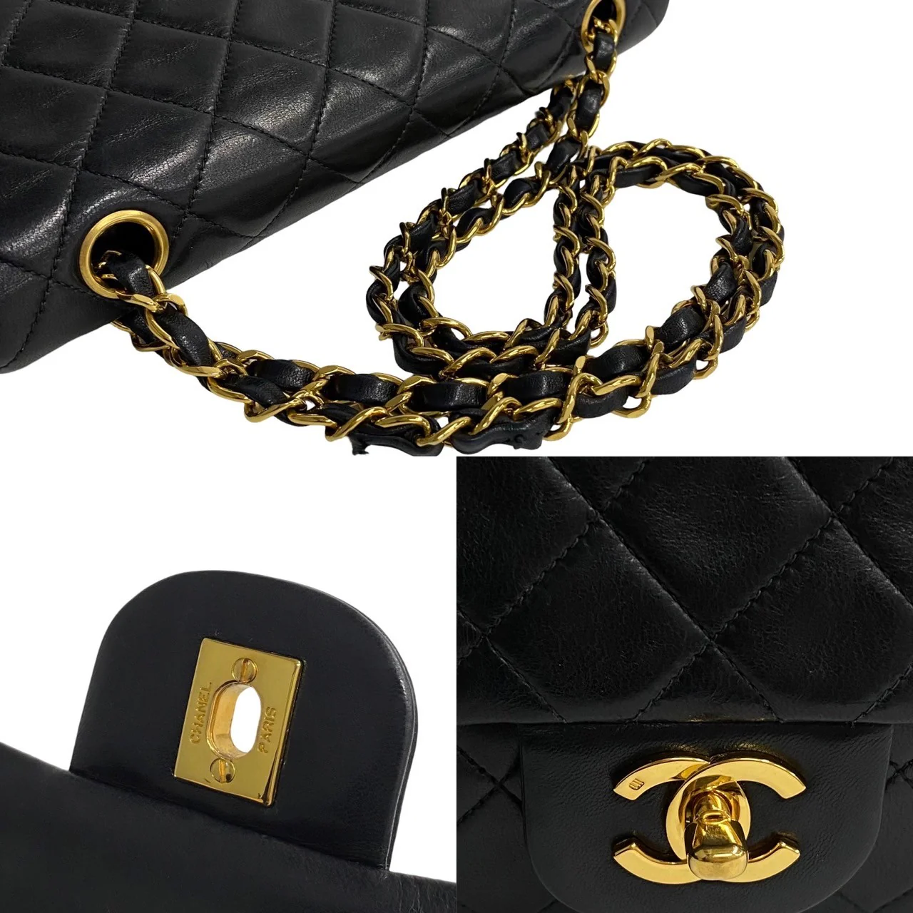 Chanel Lambskin Double Flap Shoulder Bag