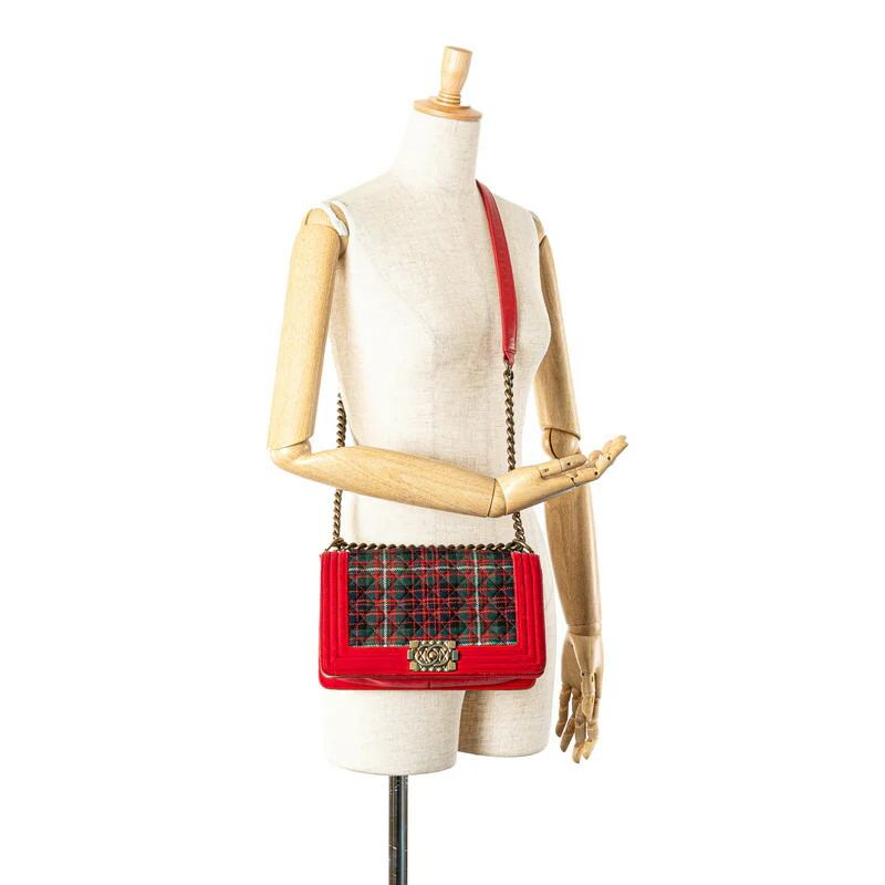 Chanel Boy Velour Leather Chain Shoulder Bag