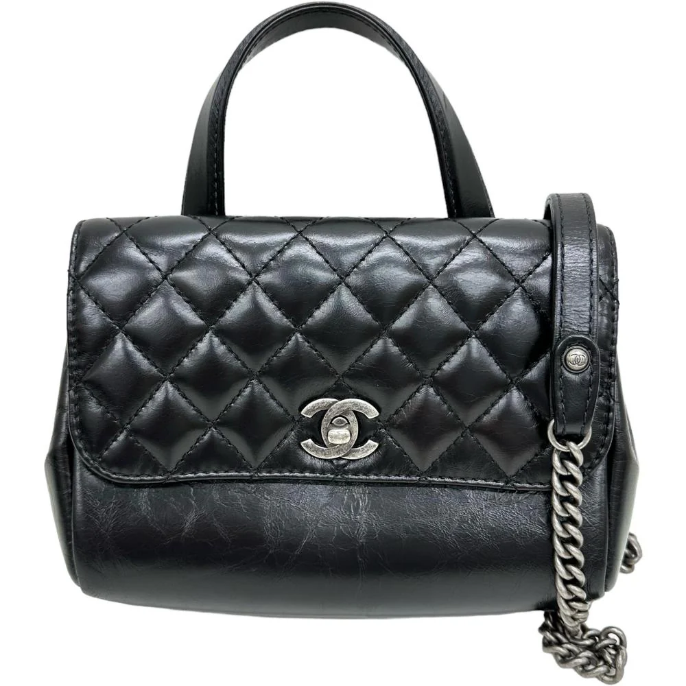 Chanel W Face 2WAY Shoulder Bag Black